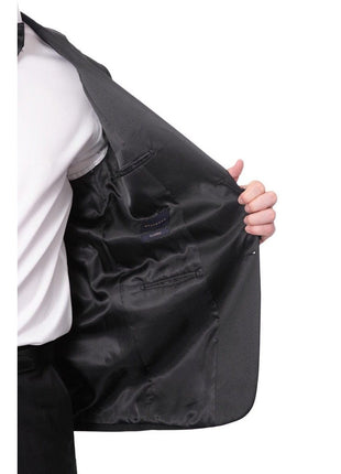 Braveman TWO PIECE SUITS Braveman Mens Solid Black Classic Fit Tuxedo Suit With Satin Lapels