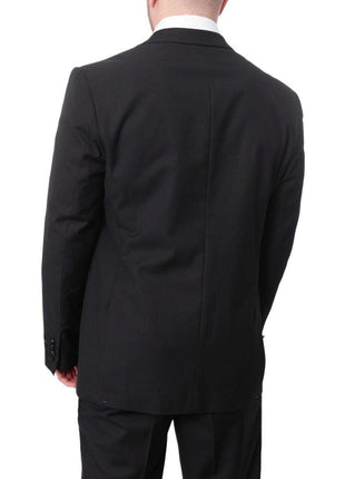 Braveman TWO PIECE SUITS Braveman Mens Solid Black Classic Fit Tuxedo Suit With Satin Lapels