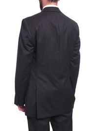 Thumbnail for Bruno Piattelli Bruno Piattelli Classic Fit Charcoal Gray Pinstriped Two Button Wool Suit