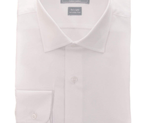 Men's Slim Fit Solid White Spread Collar Wrinkle Free 100% Cotton Dress Shirt, 15 1/2 / 34/35 Men's Slim Fit Solid White Spread Collar Wrinkle Free 100% Cotton Dress Shirt, 15 1/2 / 34/35