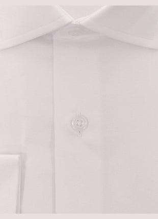 C.L. Shirts SHIRTS Men's Slim Fit Solid White Spread Collar Wrinkle Free 100% Cotton Dress Shirt
