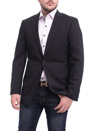 Calvin Klein BLAZERS Calvin Klein Regular Fit Blue & Red Check Two Button Wool Blazer Sportcoat