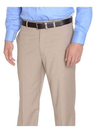 Calvin Klein PANTS 38X30 Calvin Klein Mens Regular Fit Solid Taupe Tan Flat Front Dress Pants
