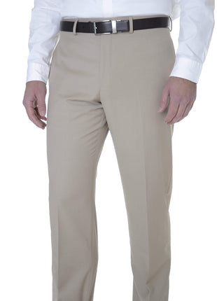 Calvin Klein PANTS 38X34 Calvin Klein Mens Regular Fit Solid Taupe Tan Flat Front Dress Pants
