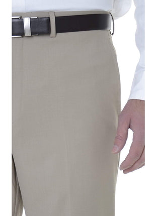 Calvin Klein PANTS Calvin Klein Mens Regular Fit Solid Taupe Tan Flat Front Dress Pants