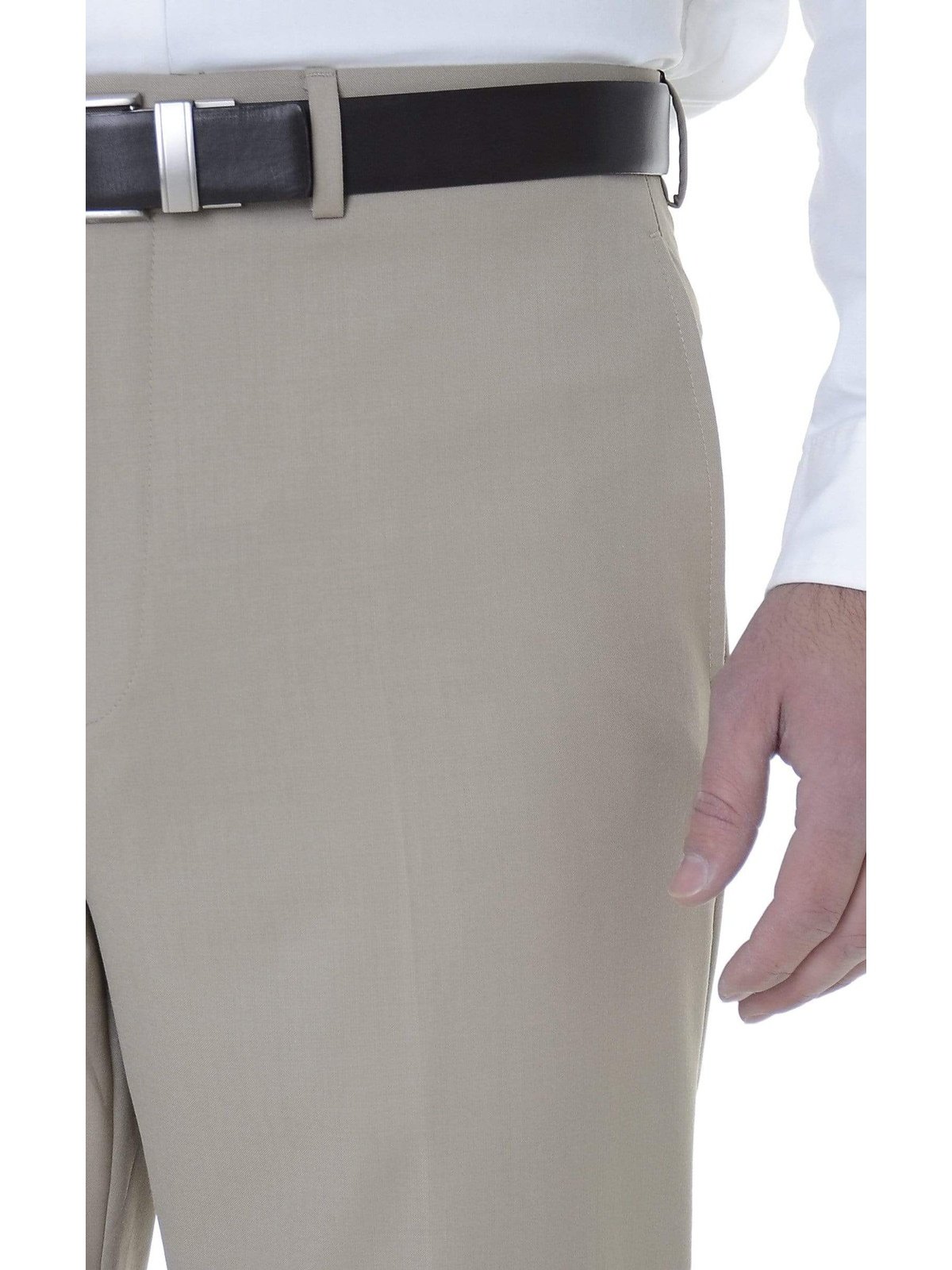 Calvin Klein PANTS Calvin Klein Mens Regular Fit Solid Taupe Tan Flat Front Dress Pants