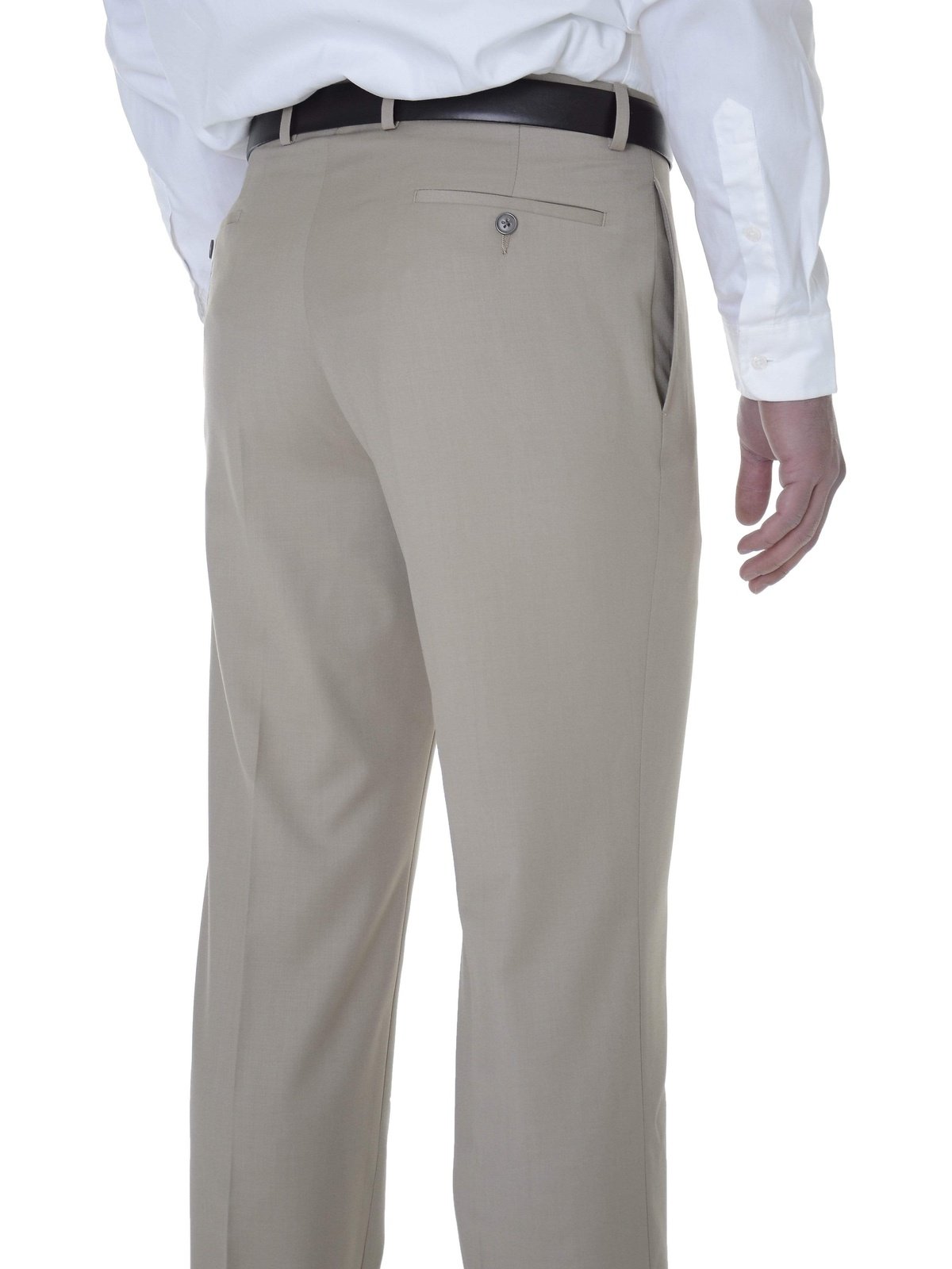 Calvin Klein PANTS Calvin Klein Mens Regular Fit Solid Taupe Tan Flat Front Dress Pants