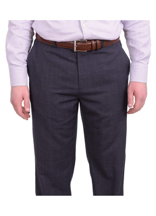 Calvin Klein PANTS Calvin Klein Straight Fit Blue With Gray Windowpane Overcheck Dress Pants