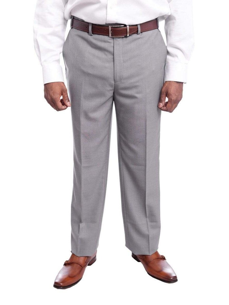 Calvin Klein Regular Fit Gray Glen Plaid Flat Front Cotton Blend Dress Pants  | The Suit Depot