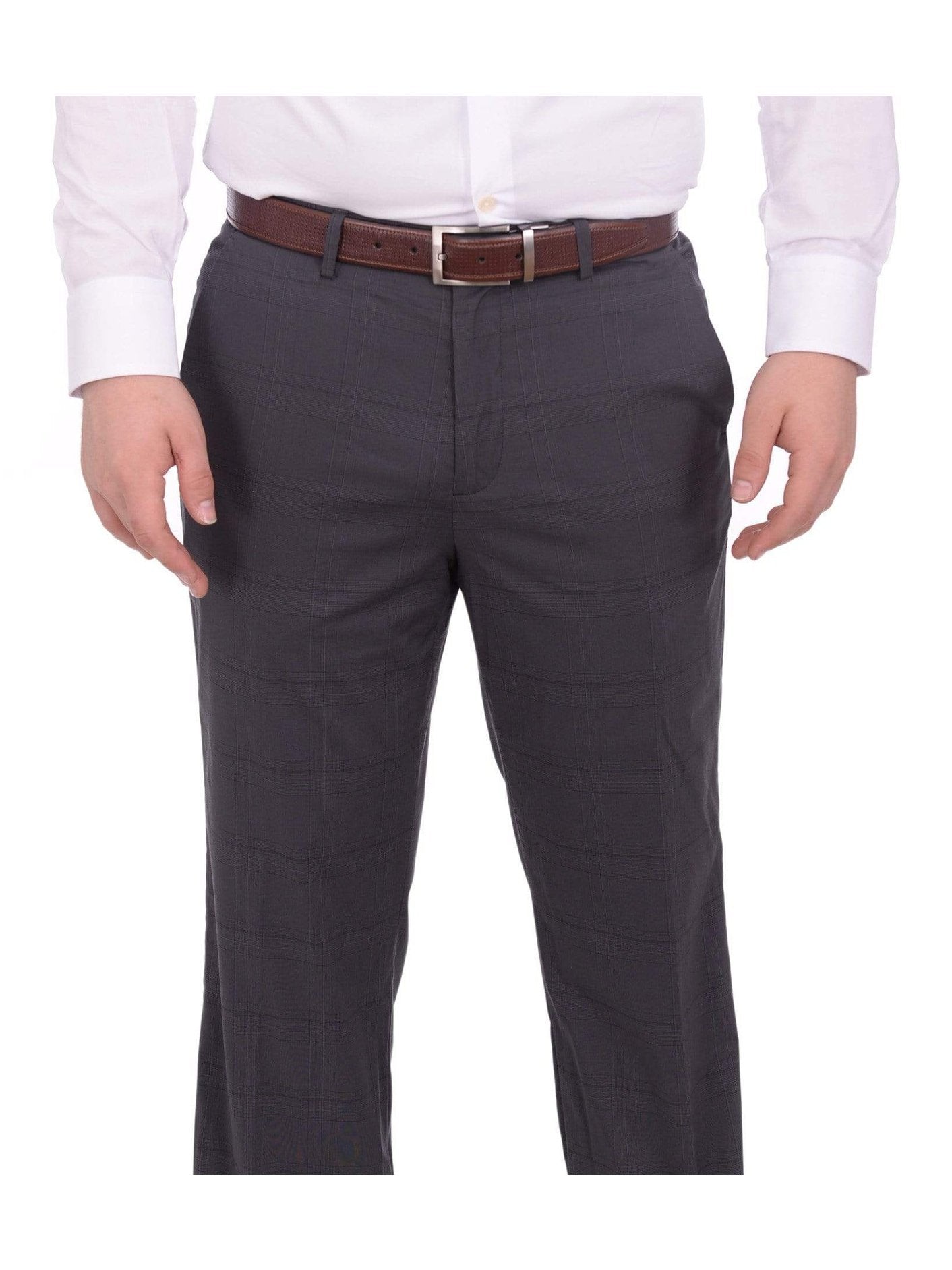 Calvin Klein Mens Plaid Dress Pants Slacks grey