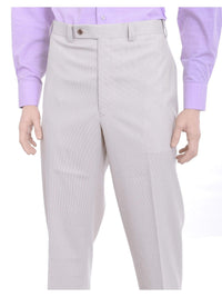 Thumbnail for Calvin Klein Sale Pants Calvin Klein Regular Fit Tan Striped Flat Front Dress Pants
