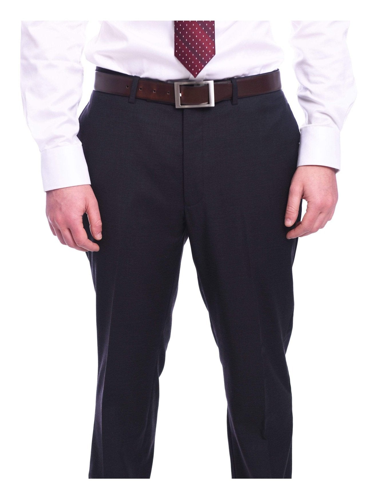 CALVIN KLEIN Mens Navy Stretch, Windowpane Plaid Extra Slim Fit Wool Blend  Suit Separate Pants 32W X 30L