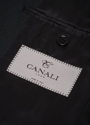 Canali SUITS 44R CANALI 1934 Mens Black Pinstripe 100% Wool Suit 44R (54 EU) Classic Fit Fit $2195