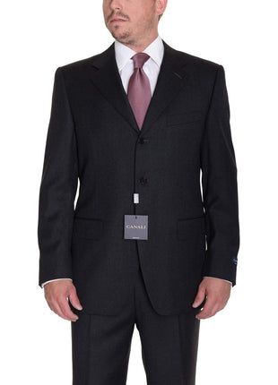 Canali TWO PIECE SUITS Canali 38S 48 40S Drop 4 Solid Heather Charcoal Gray Three Button Wool Suit