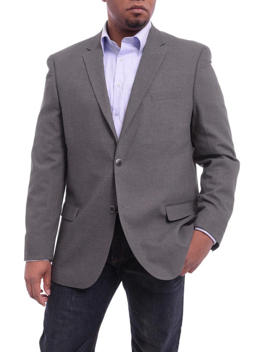 Classic Fit Gray Hopsack Weave Two Button Stretch Blazer Sportcoat