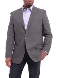 Thumbnail for Classic Fit Gray Hopsack Weave Two Button Stretch Blazer Sportcoat