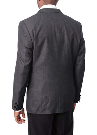 Caravelli TWO PIECE SUITS Caravelli Mens Black Pindot Slim Fit 3 Piece Tuxedo Suit With Satin Lapels