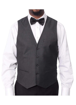 Caravelli TWO PIECE SUITS Caravelli Mens Black Pindot Slim Fit 3 Piece Tuxedo Suit With Satin Lapels