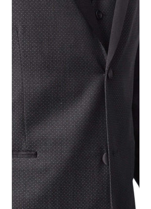 Caravelli TWO PIECE SUITS Caravelli Mens Black Pindot Slim Fit 3 Piece Tuxedo Suit With Satin Lapels