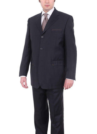 Carlo Palazzi Sale Suits 42R Mens Italy Classic Fit Navy Blue 3 Button Pleated 100% Wool Suit