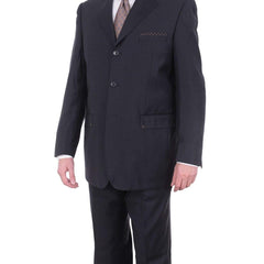 Carlo Palazzi Sale Suits Mens Italy Classic Fit Navy Blue 3 Button Pleated 100% Wool Suit