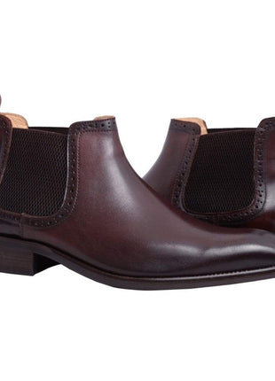 Carrucci 8.5 Carrucci Mens Chestnut Brown Slip-on Chelsea Leather Dress Boots