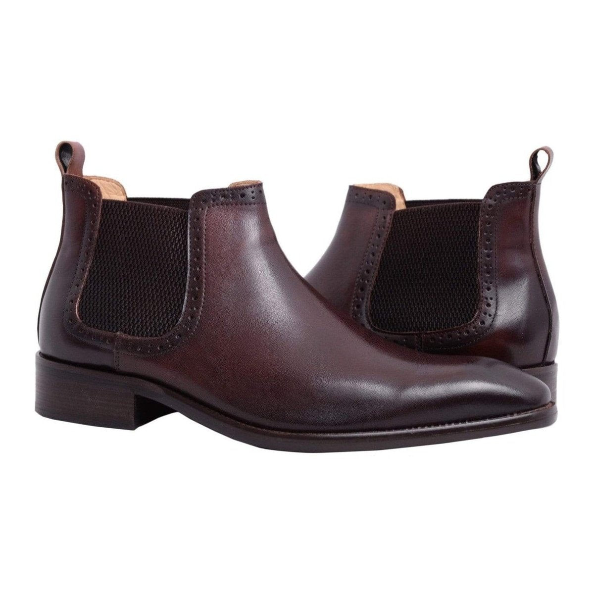 Carrucci 8.5 Carrucci Mens Chestnut Brown Slip-on Chelsea Leather Dress Boots