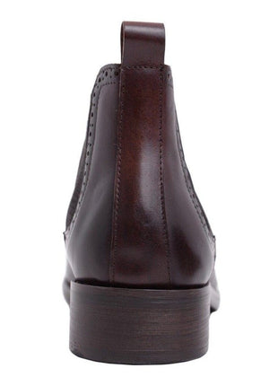 Carrucci Carrucci Mens Chestnut Brown Slip-on Chelsea Leather Dress Boots