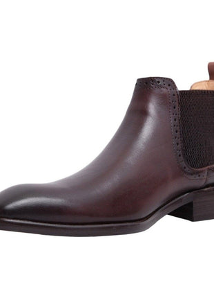 Carrucci Carrucci Mens Chestnut Brown Slip-on Chelsea Leather Dress Boots