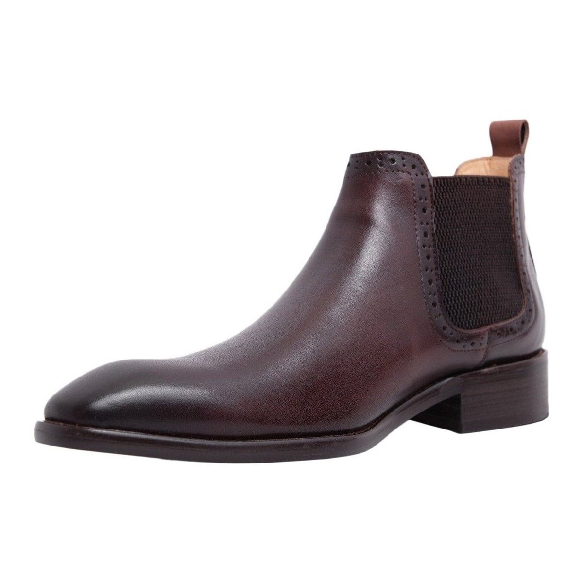 Carrucci Carrucci Mens Chestnut Brown Slip-on Chelsea Leather Dress Boots