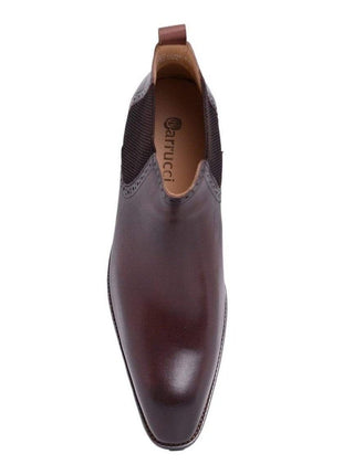 Carrucci Carrucci Mens Chestnut Brown Slip-on Chelsea Leather Dress Boots