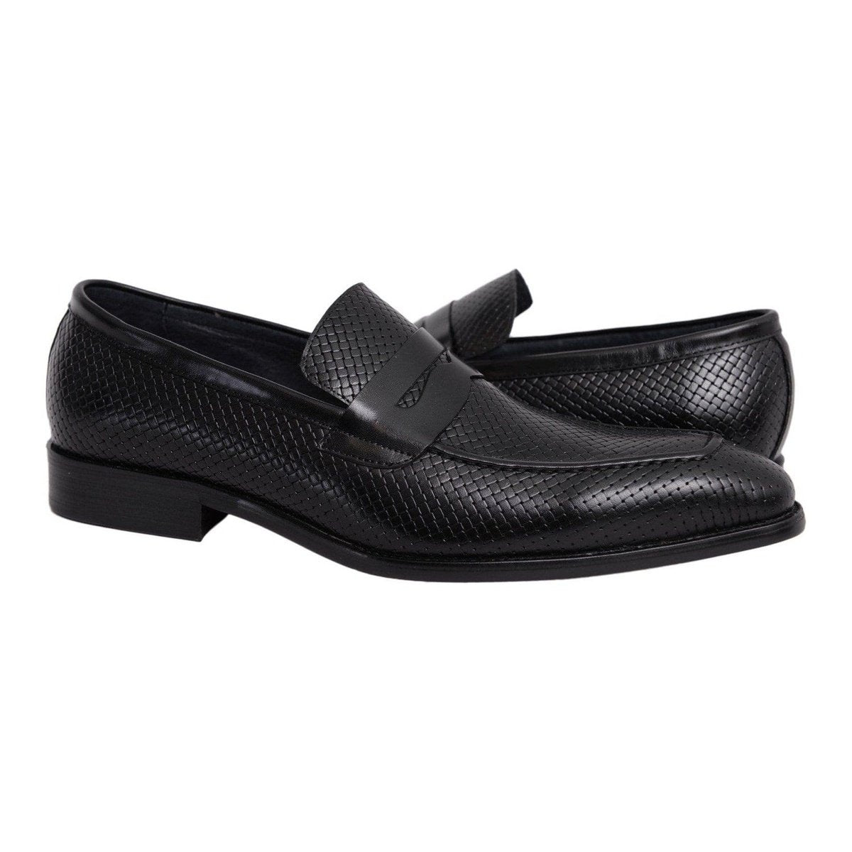 Carrucci SHOES 9 / 9 D-M Mens Carrucci Textured Black Slip-on Leather Dress Shoes