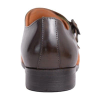 Thumbnail for Carrucci SHOES Carrucci Green With Brown Suede Cap Toe Oxford Monk Strap Leather Dress Shoes