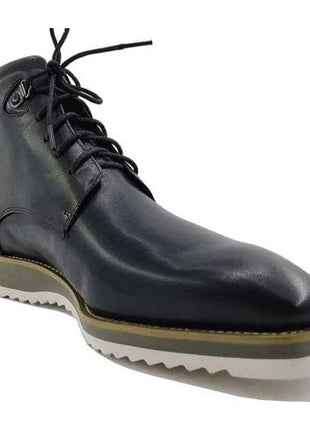Carrucci SHOES Carrucci Mens Black Burnished Lace-Up Boot
