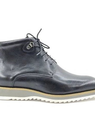 Carrucci SHOES Carrucci Mens Black Burnished Lace-Up Boot