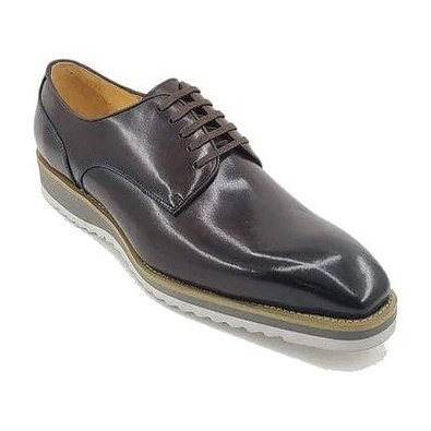 Carrucci SHOES Carrucci Mens Chestnut Blucher Lace-Up Leather Oxford Shoes