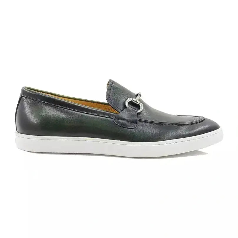 Carrucci SHOES Carrucci Mens Olive Green Fashion Sneaker With Buckle Casual Shoes