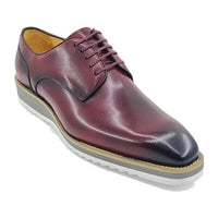 Thumbnail for Carrucci SHOES Carrucci Mens Red Lace-Up Leather Derby Casual Shoes