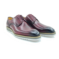 Thumbnail for Carrucci SHOES Carrucci Mens Red Lace-Up Leather Derby Casual Shoes
