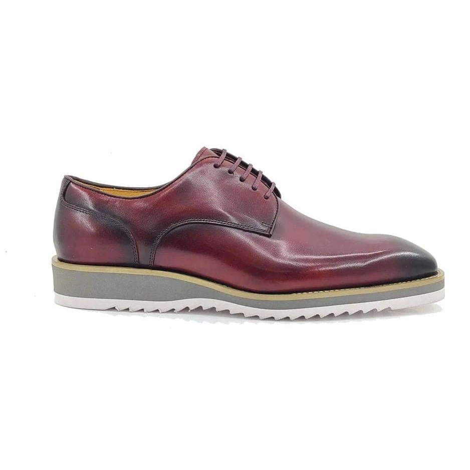 Carrucci SHOES Carrucci Mens Red Lace-Up Leather Derby Casual Shoes