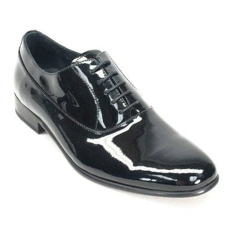 Carrucci Mens Solid Black Patent Leather Oxford Tuxedo Dress Shoes, 11