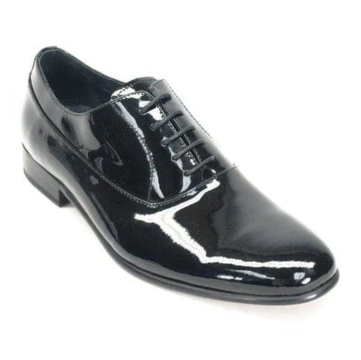 Carrucci SHOES Carrucci Mens Solid Black Patent Leather Oxford Tuxedo Dress Shoes