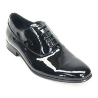 Thumbnail for Carrucci SHOES Carrucci Mens Solid Black Patent Leather Oxford Tuxedo Dress Shoes