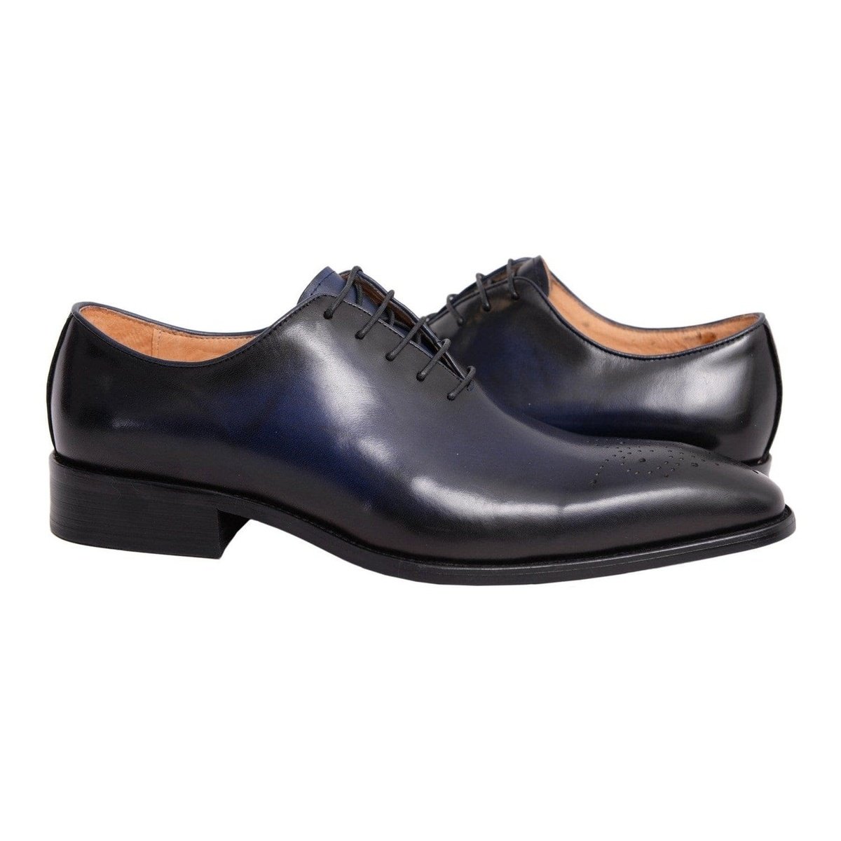 Shop Carrucci Blue Leather Shoes The Suit Depot - Main Image