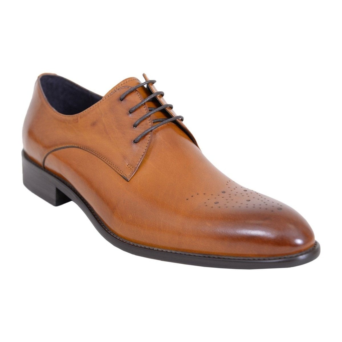 Carrucci Shoes For Amazon 10.5 D-M Carrucci Men's Genuine Leather Cognac Brown Lace Up Oxford Brogues Dress Shoes