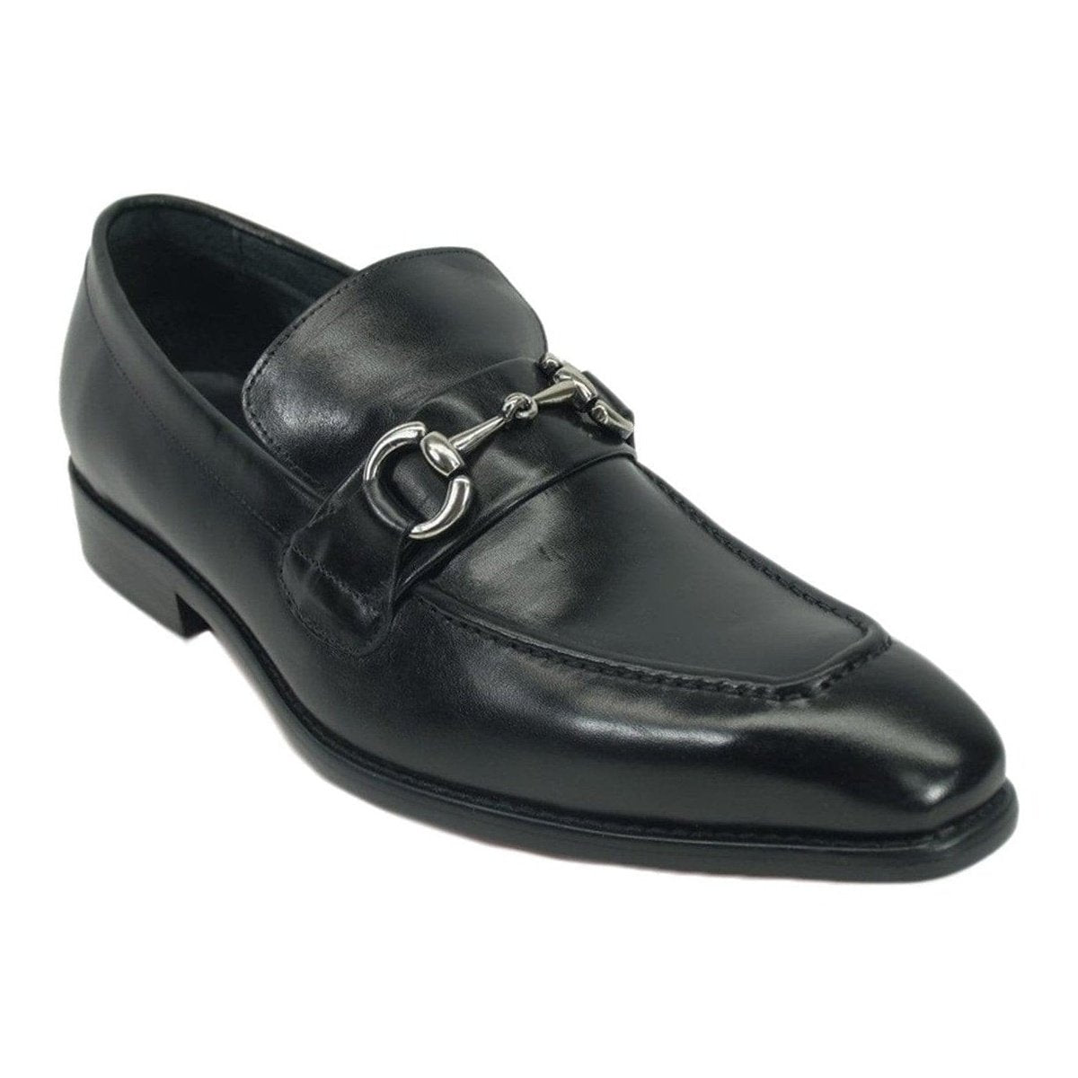 Carrucci Shoes For Amazon 7.5 D-M Carrucci Black Slip-on Loafer Apron Toe Leather Dress Shoes