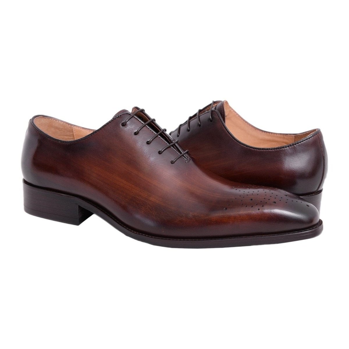 Carrucci Shoes For Amazon 8.5 D-M Carrucci Mens Brown Chestnut Whole Cut Oxford Leather Dress Shoes