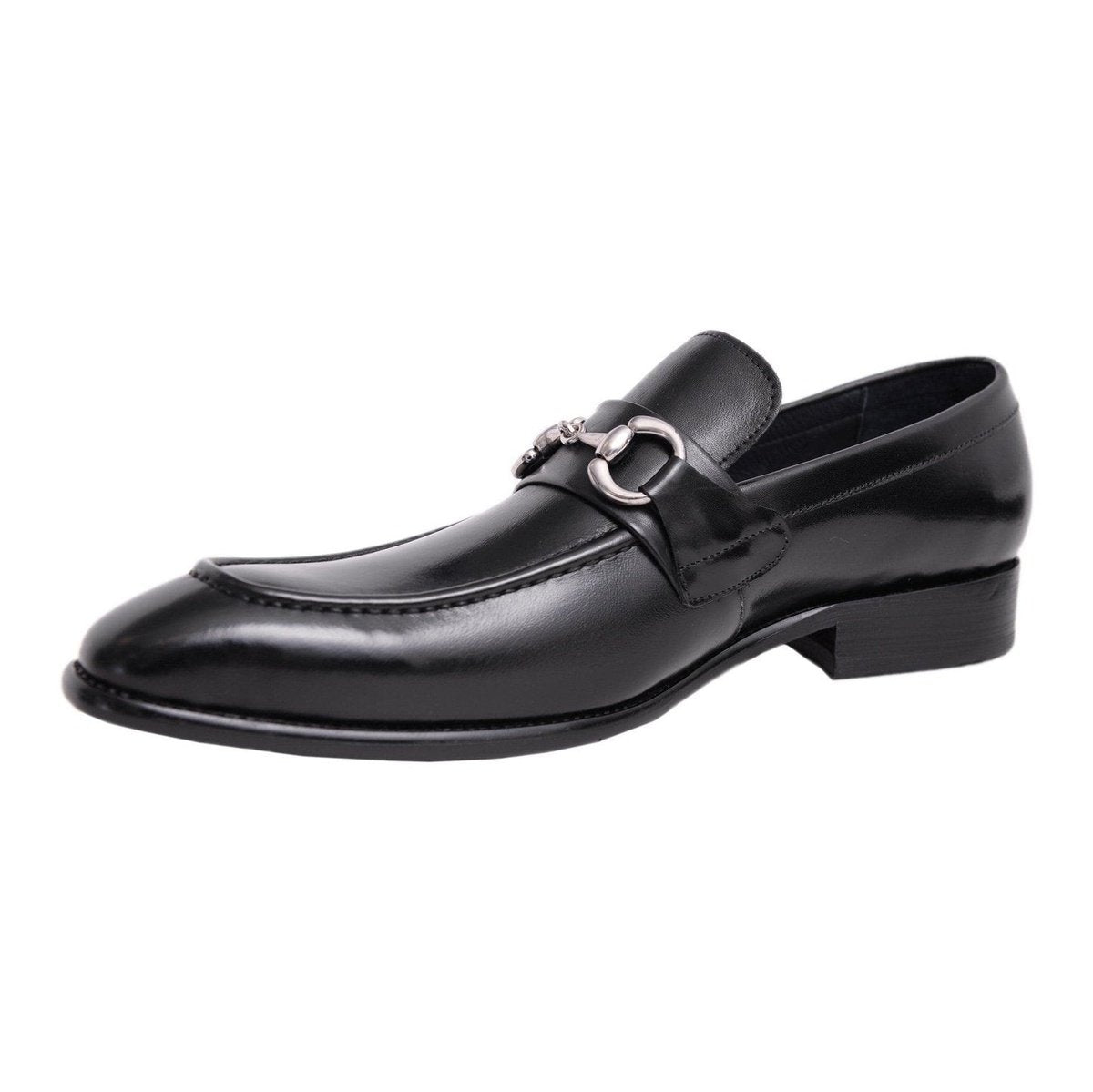 Carrucci Shoes For Amazon Carrucci Black Slip-on Loafer Apron Toe Leather Dress Shoes Decorative Buckle