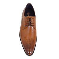 Thumbnail for Carrucci Shoes For Amazon Carrucci Men's Genuine Leather Cognac Brown Lace Up Oxford Brogues Dress Shoes