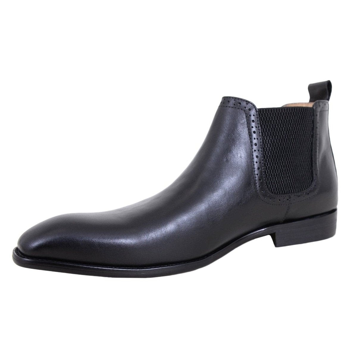 Carrucci Solid Black Slip On Leather Ankle Chelsea Dress Boots, 8.5